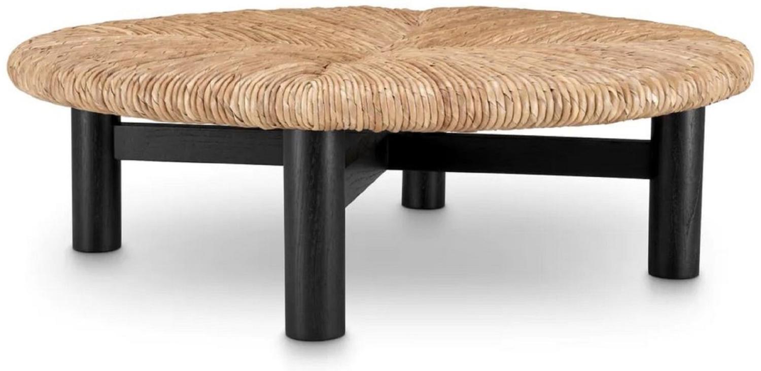 Casa Padrino Luxus Couchtisch Naturfarben / Schwarz Ø 100 x H. 30,5 cm - Runder Wohnzimmertisch - Wohnzimmer Möbel - Luxus Möbel - Luxus Einrichtung Bild 1