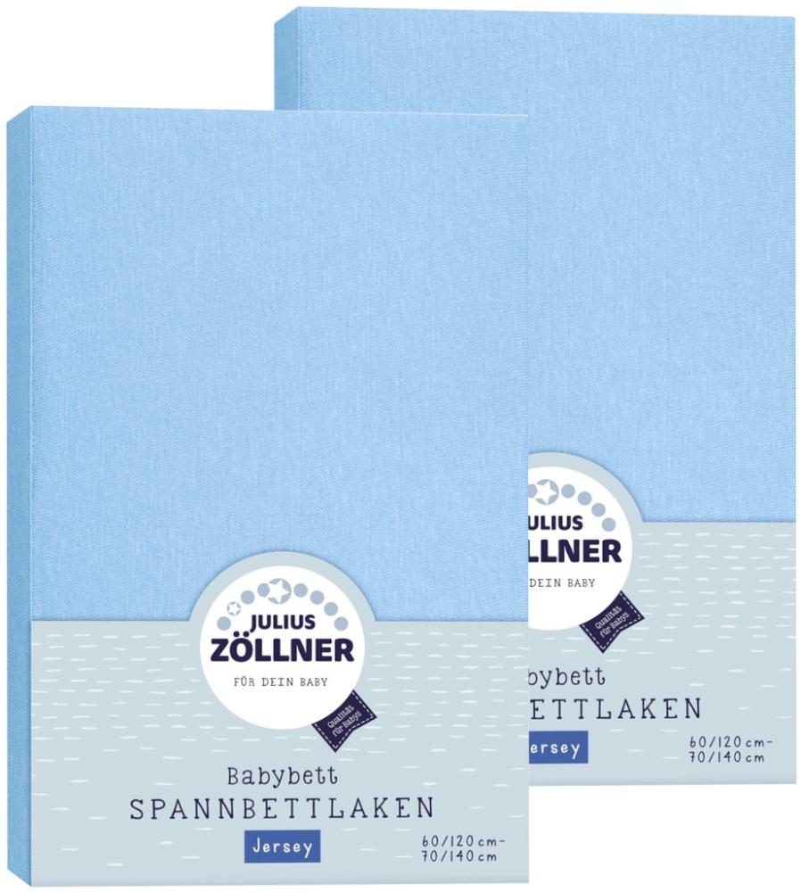 Julius Zöllner Spannbetttuch Jersey 70x140 / 60x120 Hellblau Doppelpack Bild 1