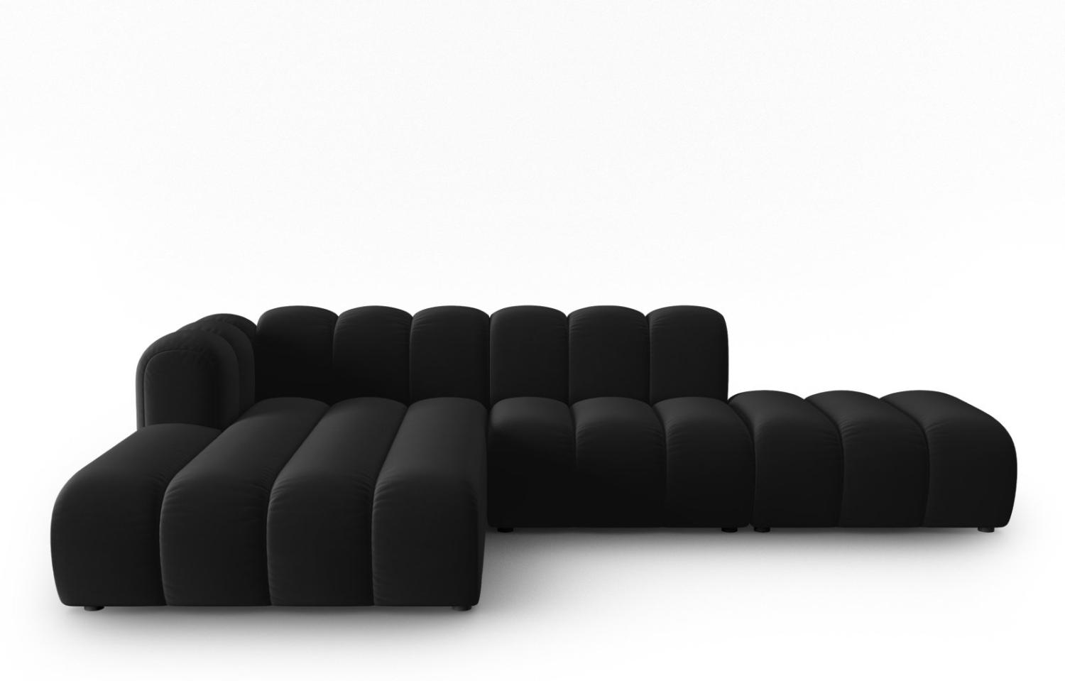 Micadoni Modulares Ecksofa offen Lupine 5-Sitzer Links Samtstoff Schwarz Bild 1