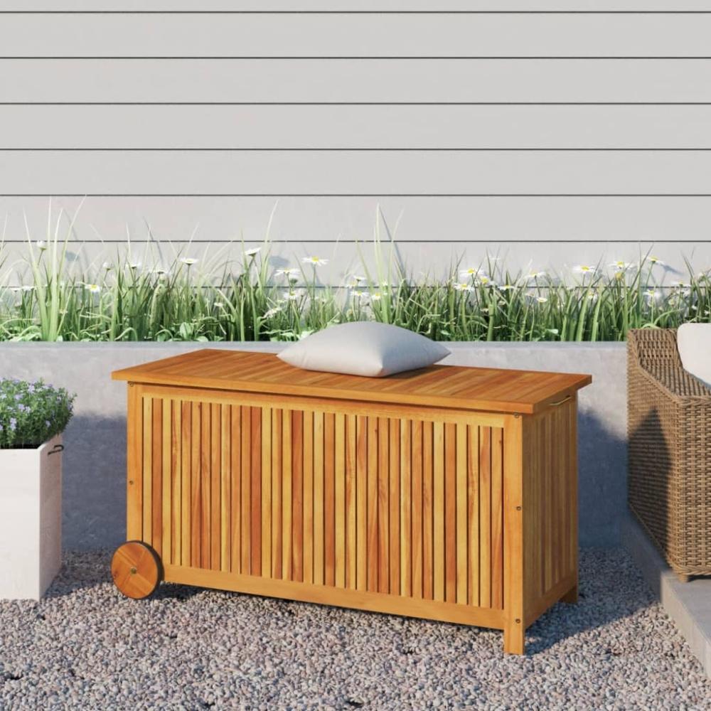 vidaXL Gartentruhe mit Rollen 113x50x58 cm Massivholz Akazie 319712 Bild 1