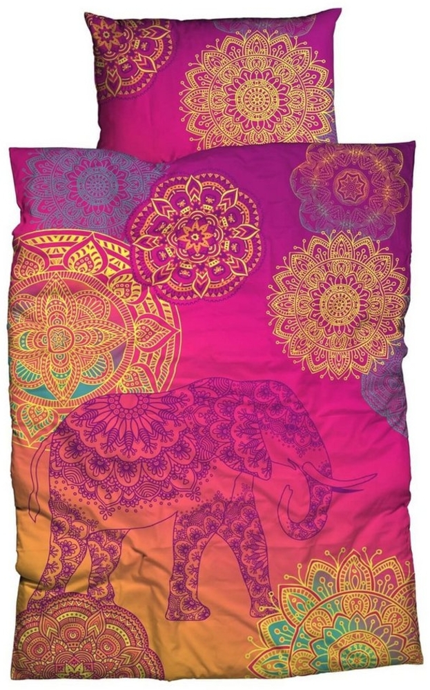 CASATEX Bettwäsche Noida Violett Türkis Orange, Renforcé, 3 teilig, Orientalisch, Ornamente Bild 1
