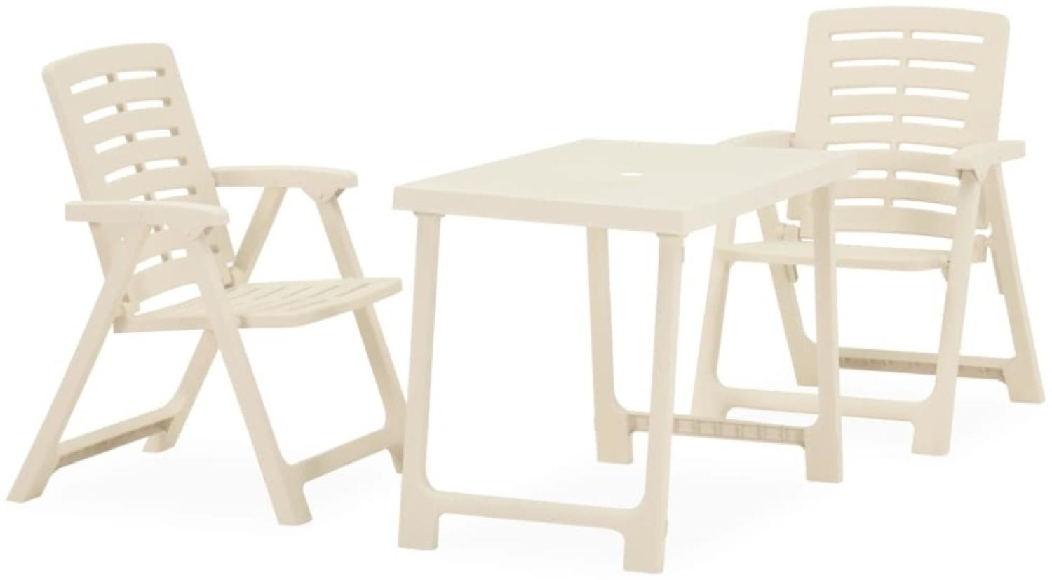 vidaXL 3-tlg. Bistro-Set Klappbar Kunststoff Weiß 315833 Bild 1