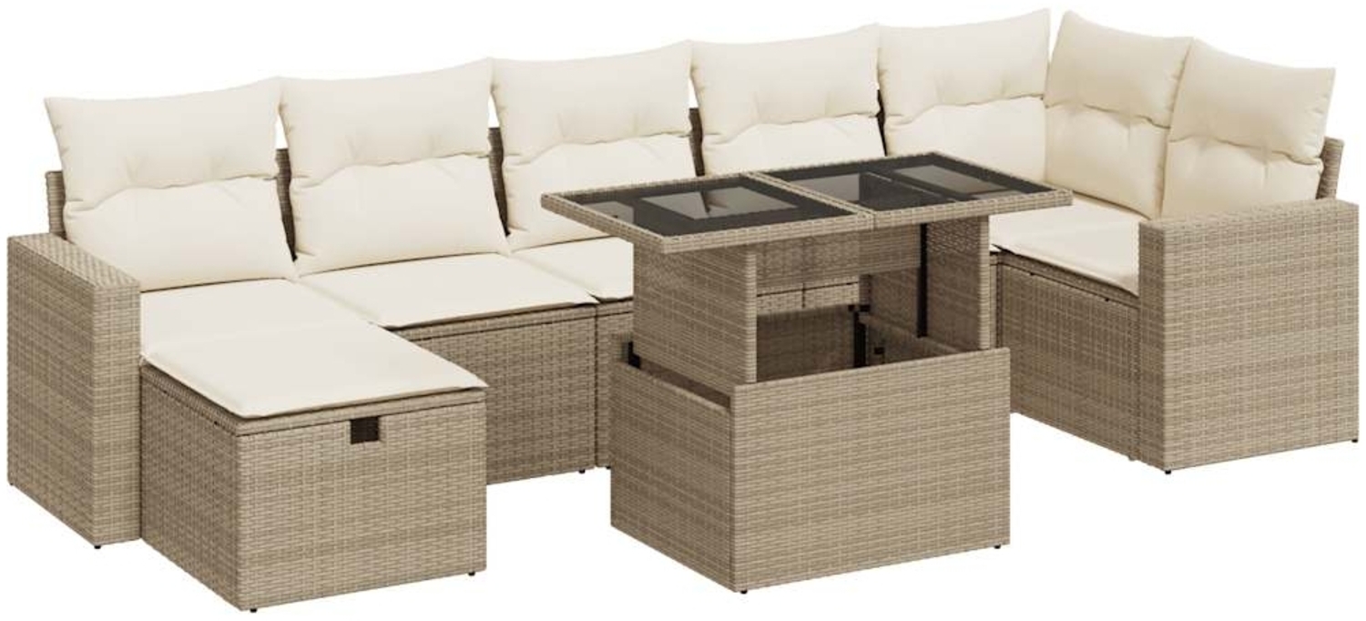 vidaXL 8-tlg. Garten-Sofagarnitur mit Kissen Beige Poly Rattan 3327828 Bild 1