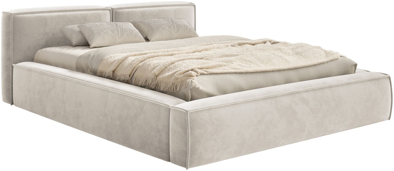 Selsey 'Tilves Slim'Polsterbett 200x200 mit Bettkasten und Lattenrost, Velours, greige Bild 1