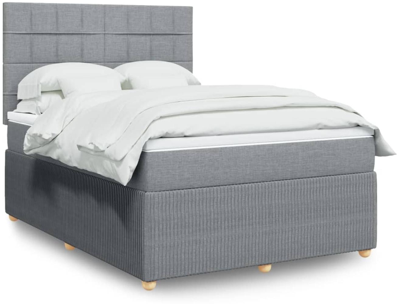 vidaXL Boxspringbett mit Matratze Hellgrau 140x200 cm Stoff 3294379 Bild 1