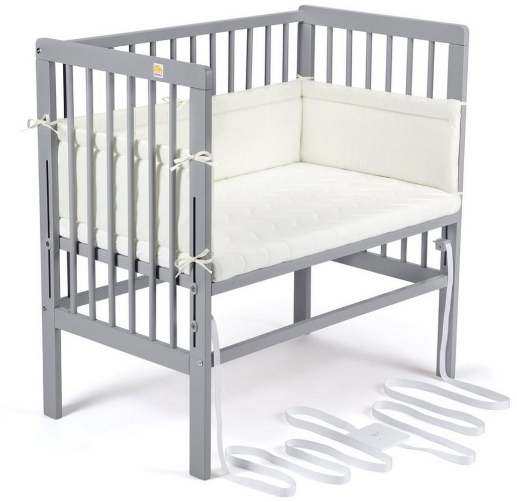 FabiMax 4822 'BOXSPRING' Beistellbett grau, inkl. Matratze 'CLASSIC' und Nestchen 'Amelie' creme Bild 1