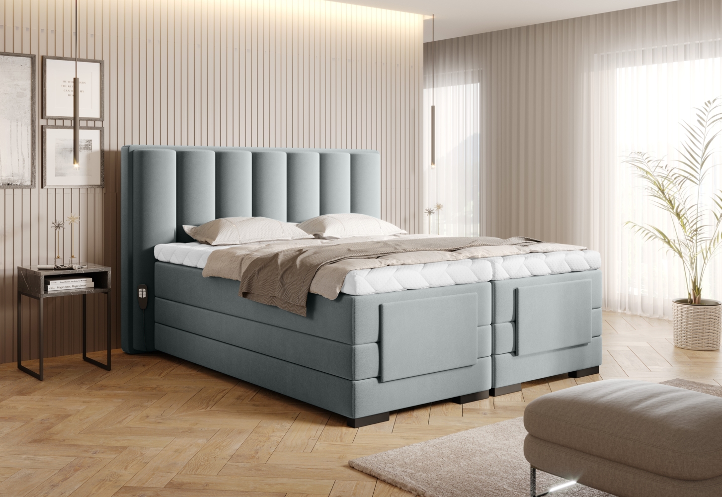 Veros 180x200, Boxspring Bett, Grau Bild 1