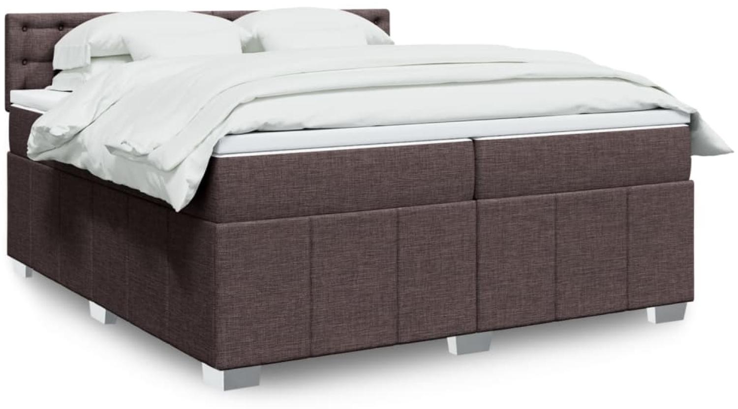 vidaXL Boxspringbett mit Matratze Dunkelbraun 200x200 cm Stoff 3289492 Bild 1