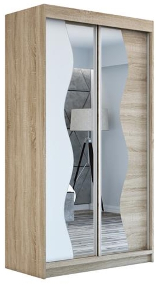 Schwebetrenschrank RIMA 2-trig Schrank 120 cm (mit Spiegel) Farbe: Sonoma , wei Bild 1