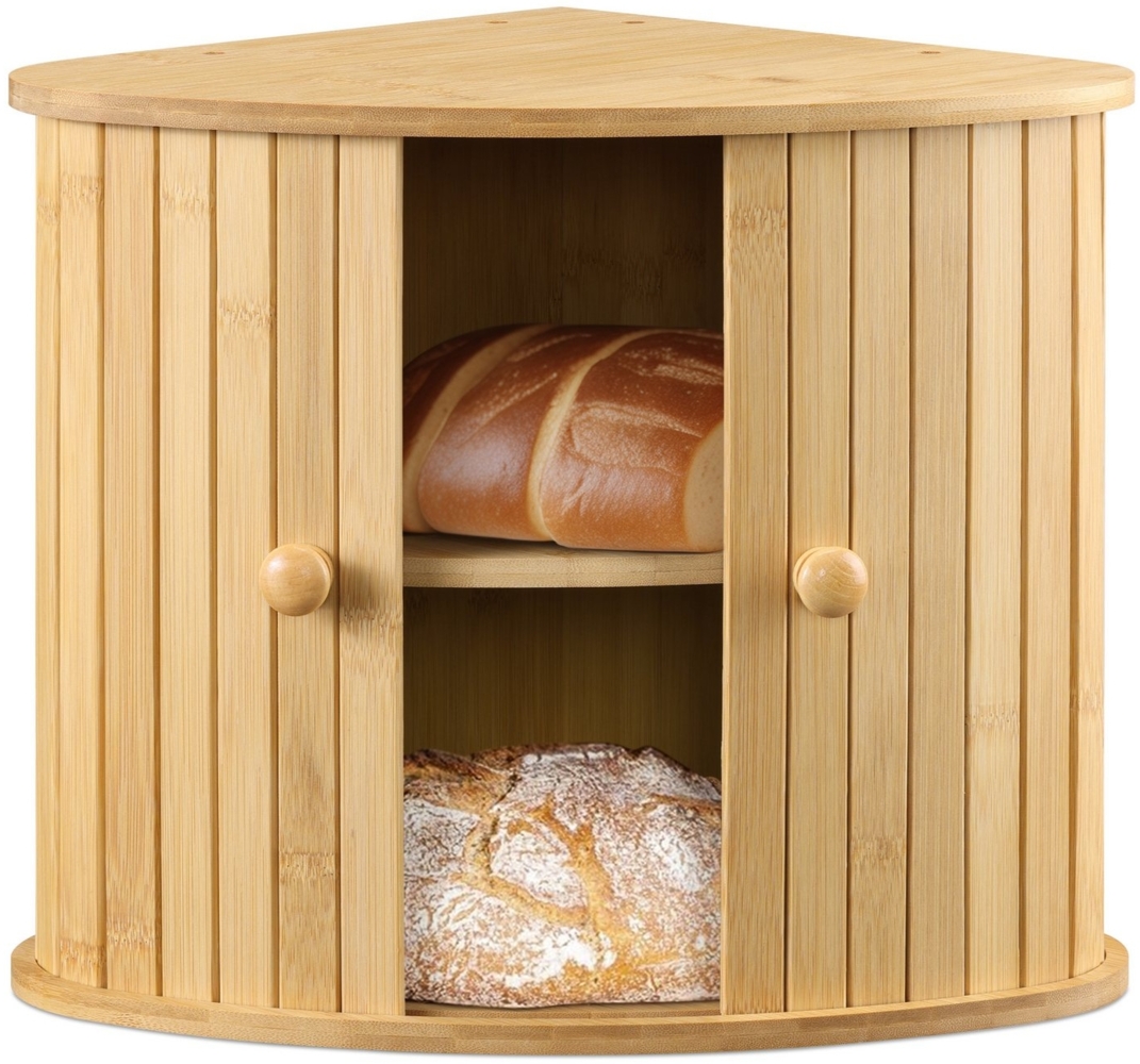 Navaris Vorratsdose Brotkasten Ecke aus Bambus - Eckbrotkasten zwei Etagen - Brotbox, Bambus, (1-tlg) Bild 1