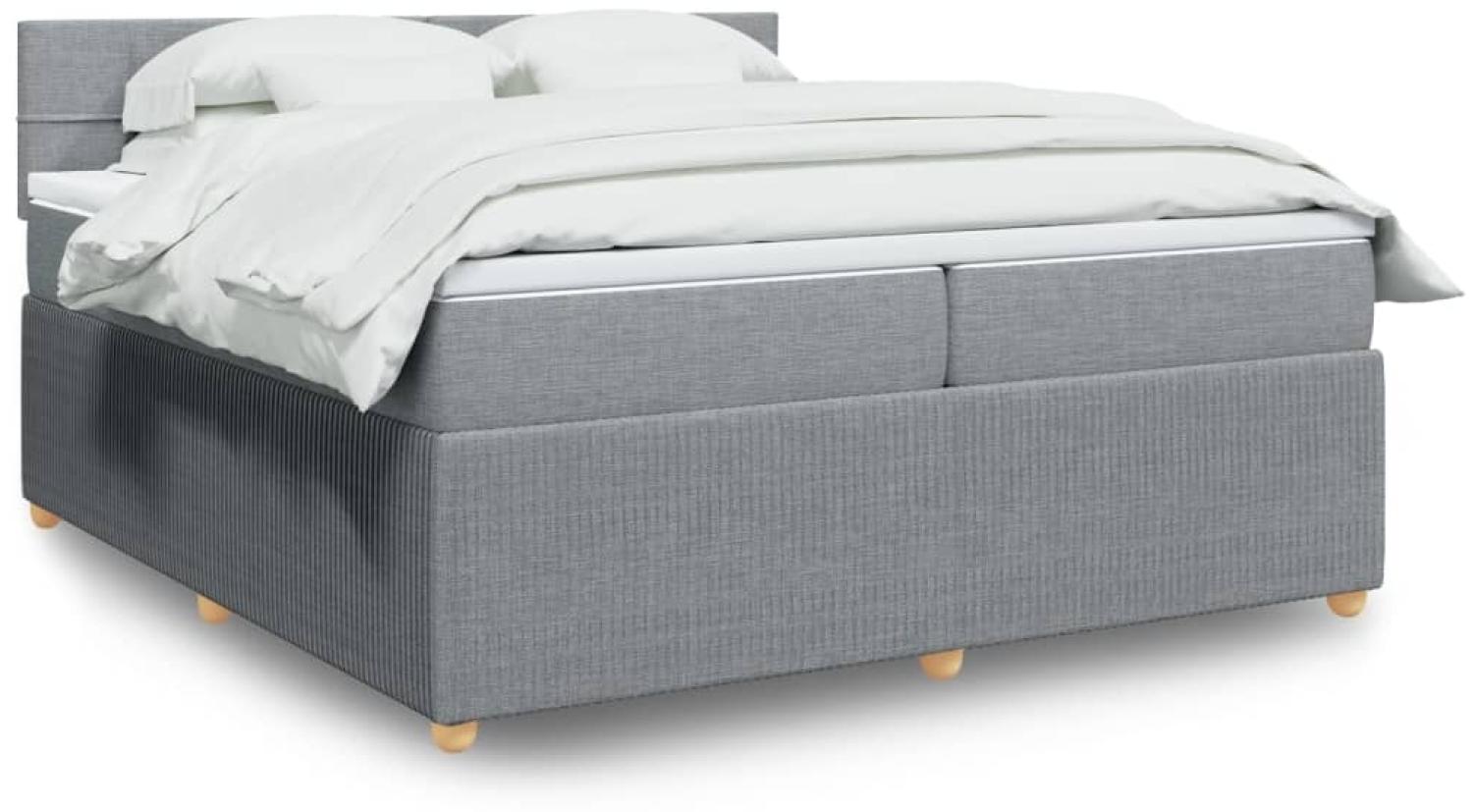 vidaXL Boxspringbett mit Matratze Hellgrau 200x200 cm Stoff 3287563 Bild 1