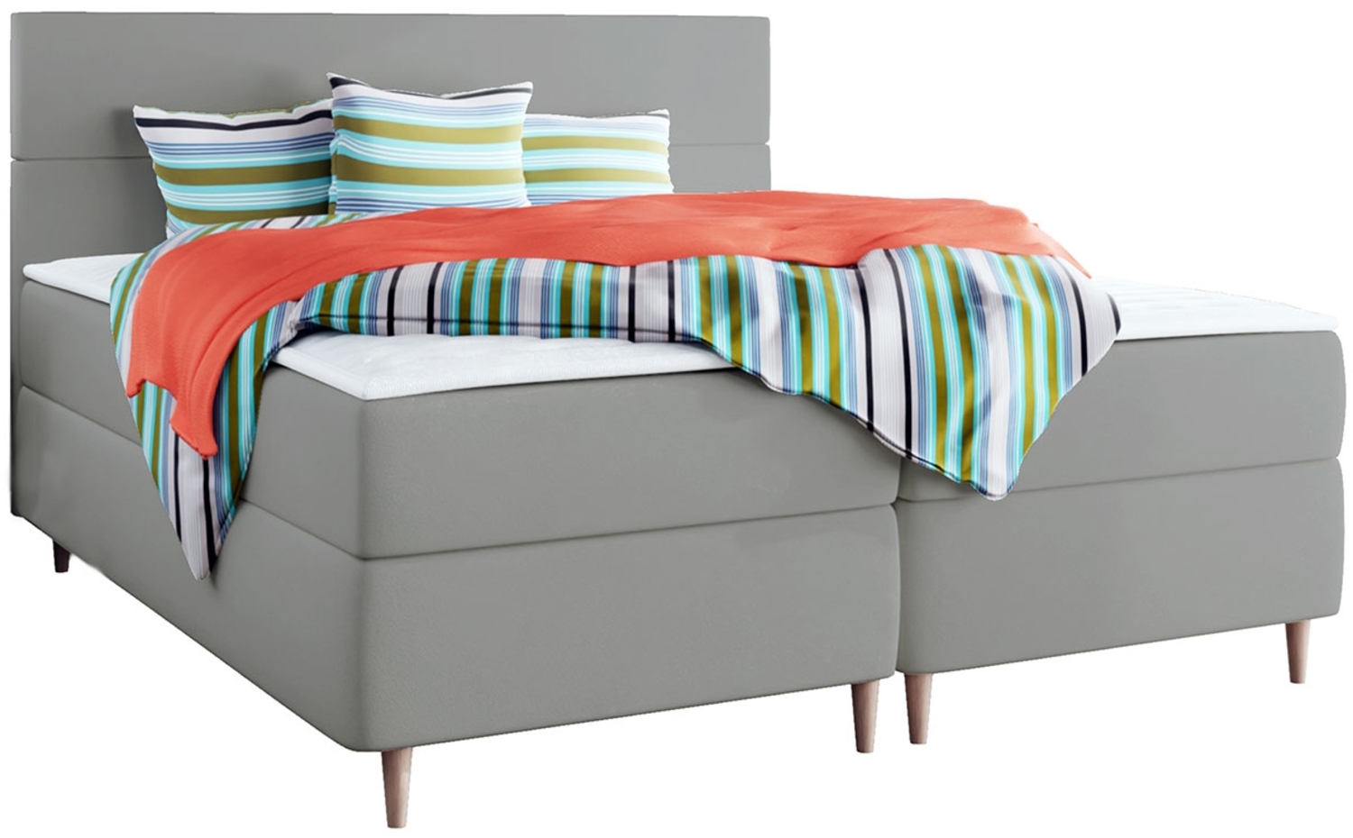 Boxspringbett Namiro, Grau, 140x200 cm Bild 1