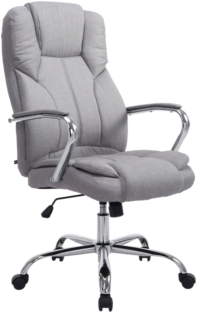 DELUKE® Bürostuhl JUBEL Stoff - 115 x 62 x 70, Grau Stoff Metall in Chromoptik Gestell ergonomische Bürostühle Homeoffice Stuhl mit Rollen Bild 1