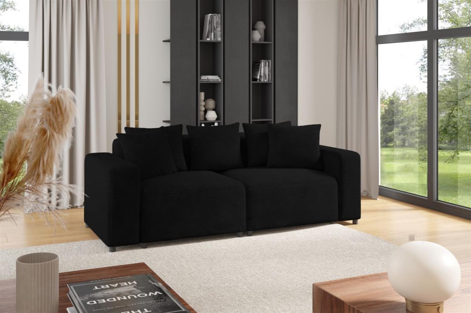 Sofa Designersofa MEGAN 2-Sitzer in Stoff Poso Schwarz Bild 1