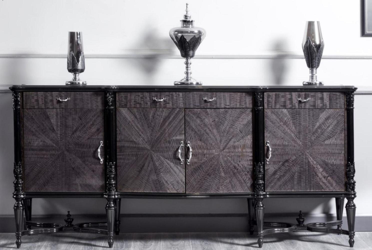 Casa Padrino Luxus Barock Sideboard Grau / Schwarz - Prunkvoller Massivholz Schrank mit 4 Türen und 3 Schubladen - Luxus Möbel im Barockstil - Barock Möbel - Barock Einrichtung - Edel & Prunkvoll Bild 1