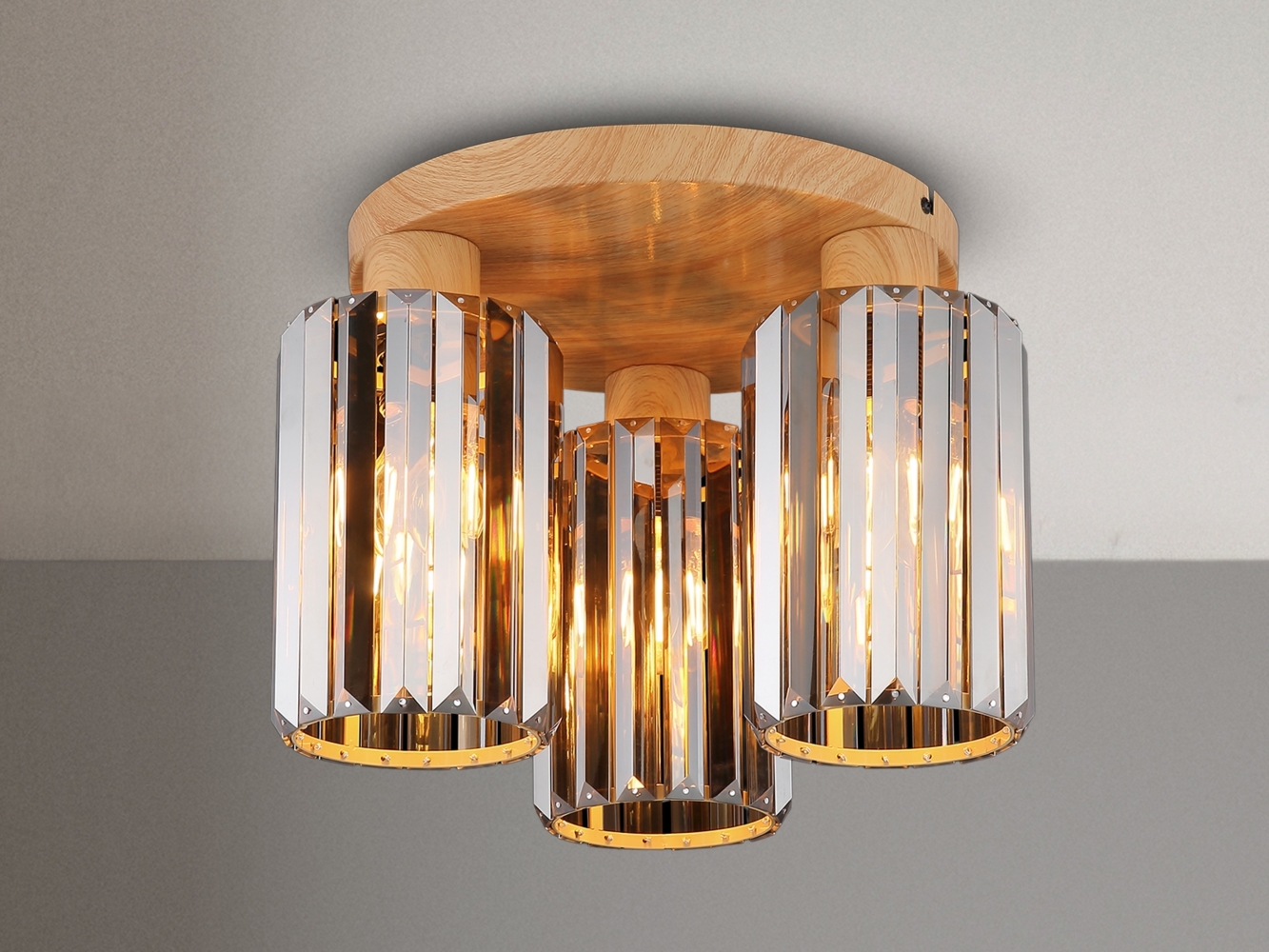 Moderne Deckenleuchte RUN 3-flammig mit Rauchglas Kristall Ø 35cm Bild 1