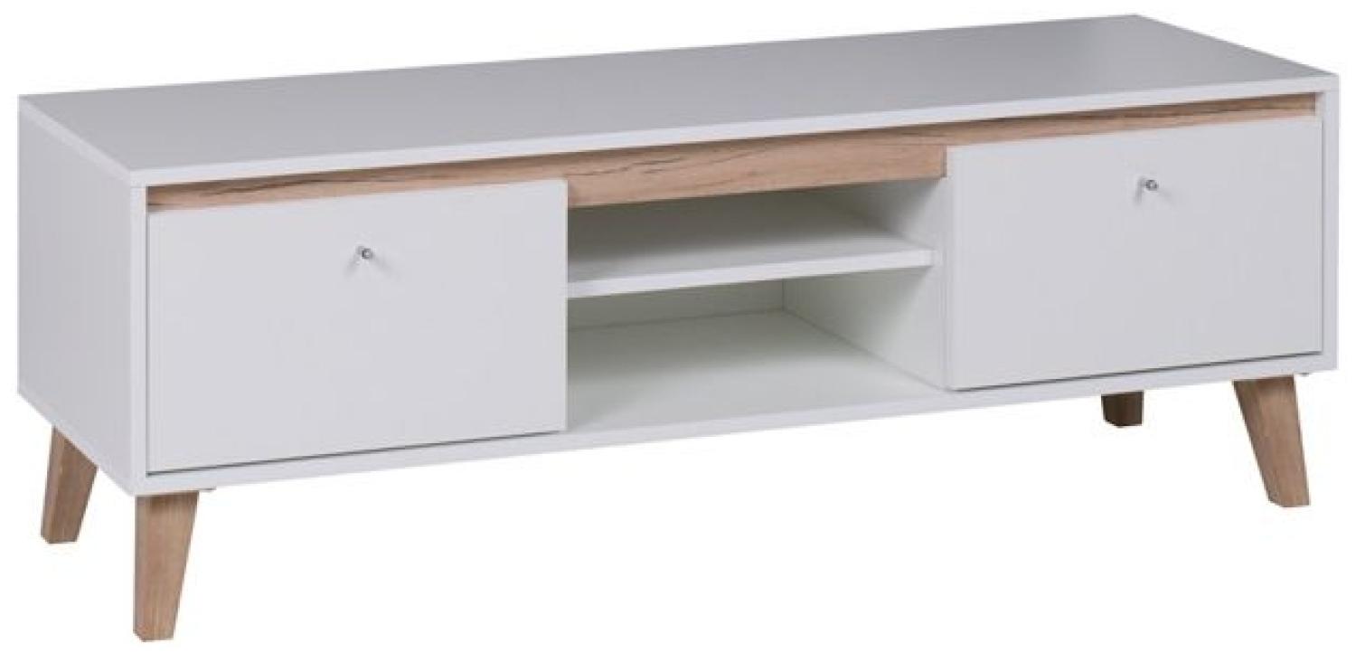 Lowboard TV Schrank KALMAR 135x46,5x40 cm in Weiss matt Bild 1