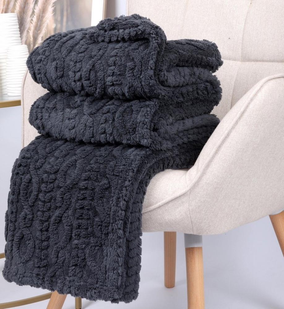 Wohndecke Kuscheldecke BOZEN Ornament Flauschig XXL Größe 150x200 cm, Betz, Wohndecke XXL Warm Sofadecke Decke Couch Fleecedecke Bild 1