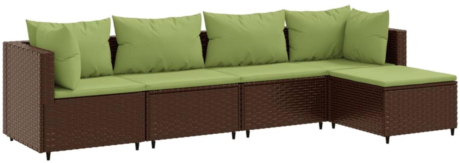 vidaXL 5-tlg. Garten-Lounge-Set mit Kissen Braun Poly Rattan 3308062 Bild 1