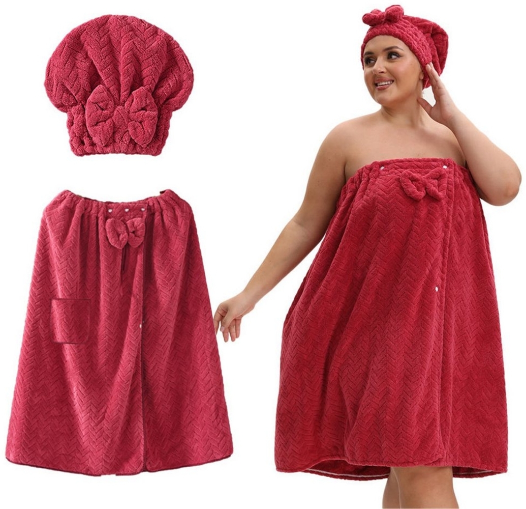 Mutig Saunatuch Saunakilt Damen, weiches Saunatuch Bademantel Frottee Badetuch, (mit Druckknöpfen, Klettverschluss&Gummizug,saugstark,schnell trocknend), Wickeltuch für Sauna, Dusche, Strand, Schwimmbad Bild 1