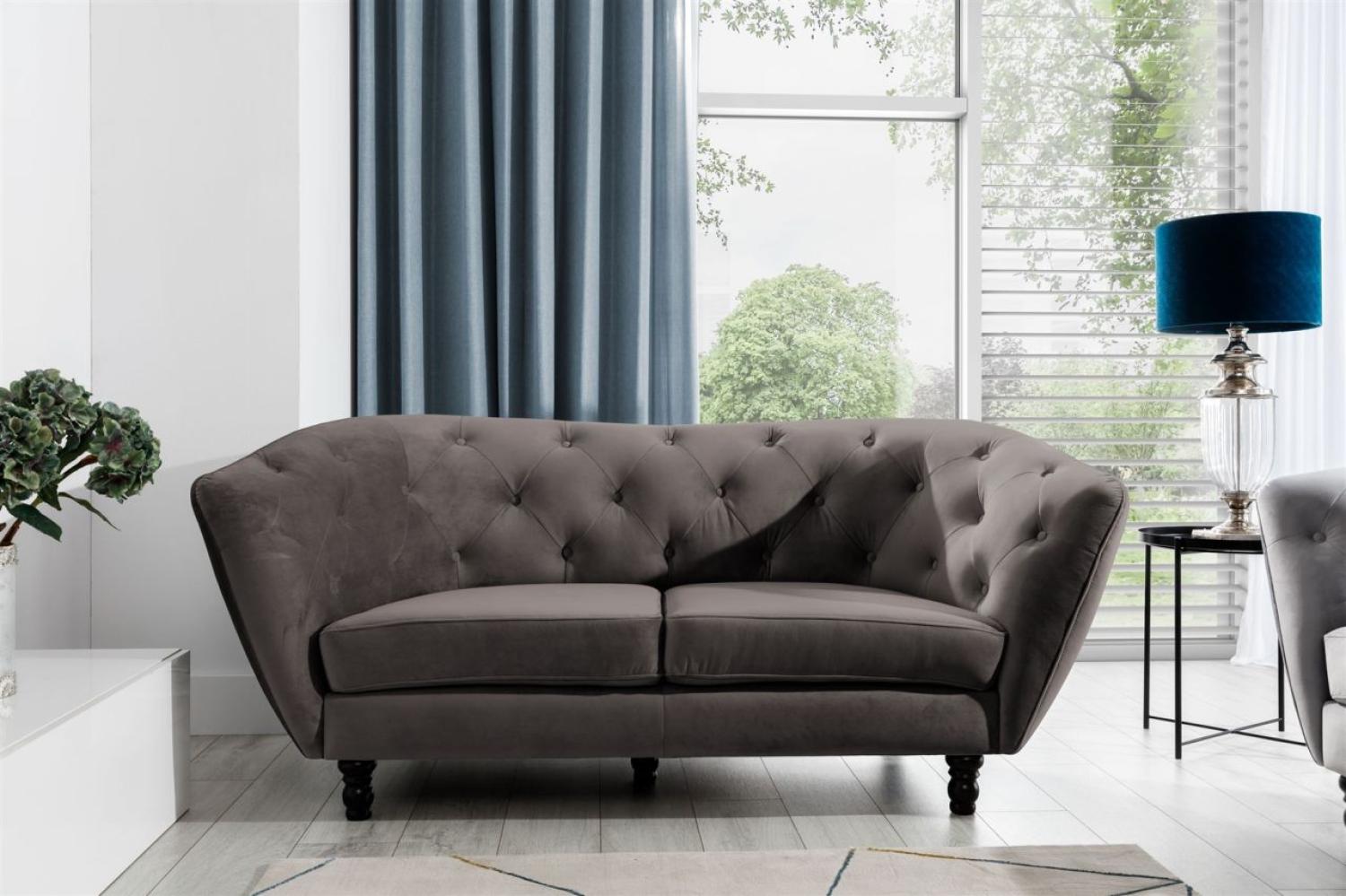 Sofa Designersofa CHARLOTTE 2-Sitzer in Stoff Matt Velvet Braun Bild 1