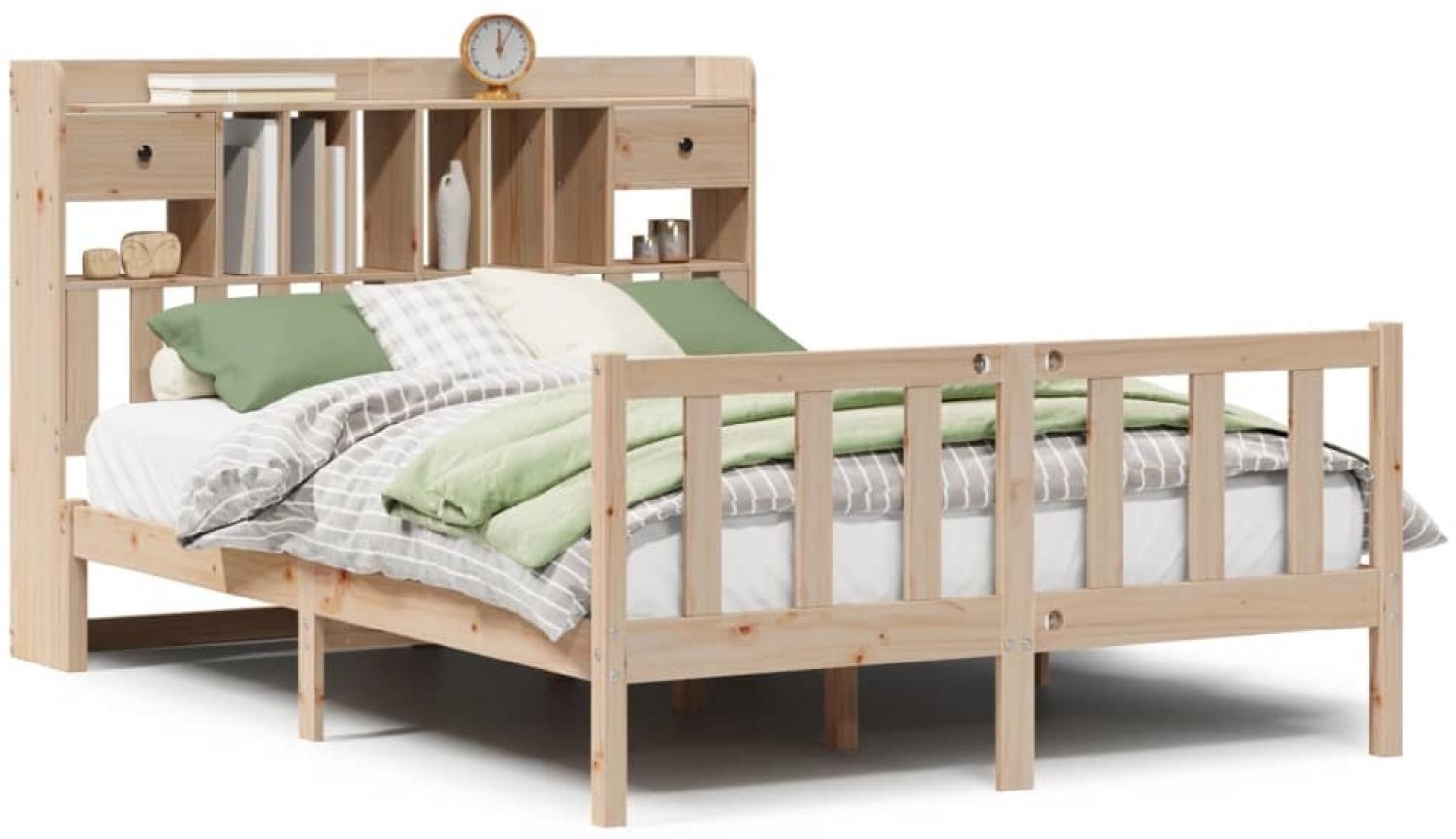 vidaXL Massivholzbett mit Regal ohne Matratze 150x200 cm Kiefernholz 3321745 Bild 1