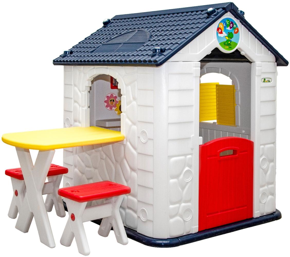 Kinder Spielhaus ab 1 - Garten Kinderhaus mit Tisch - Kinderspielhaus Kunststoff Bild 1