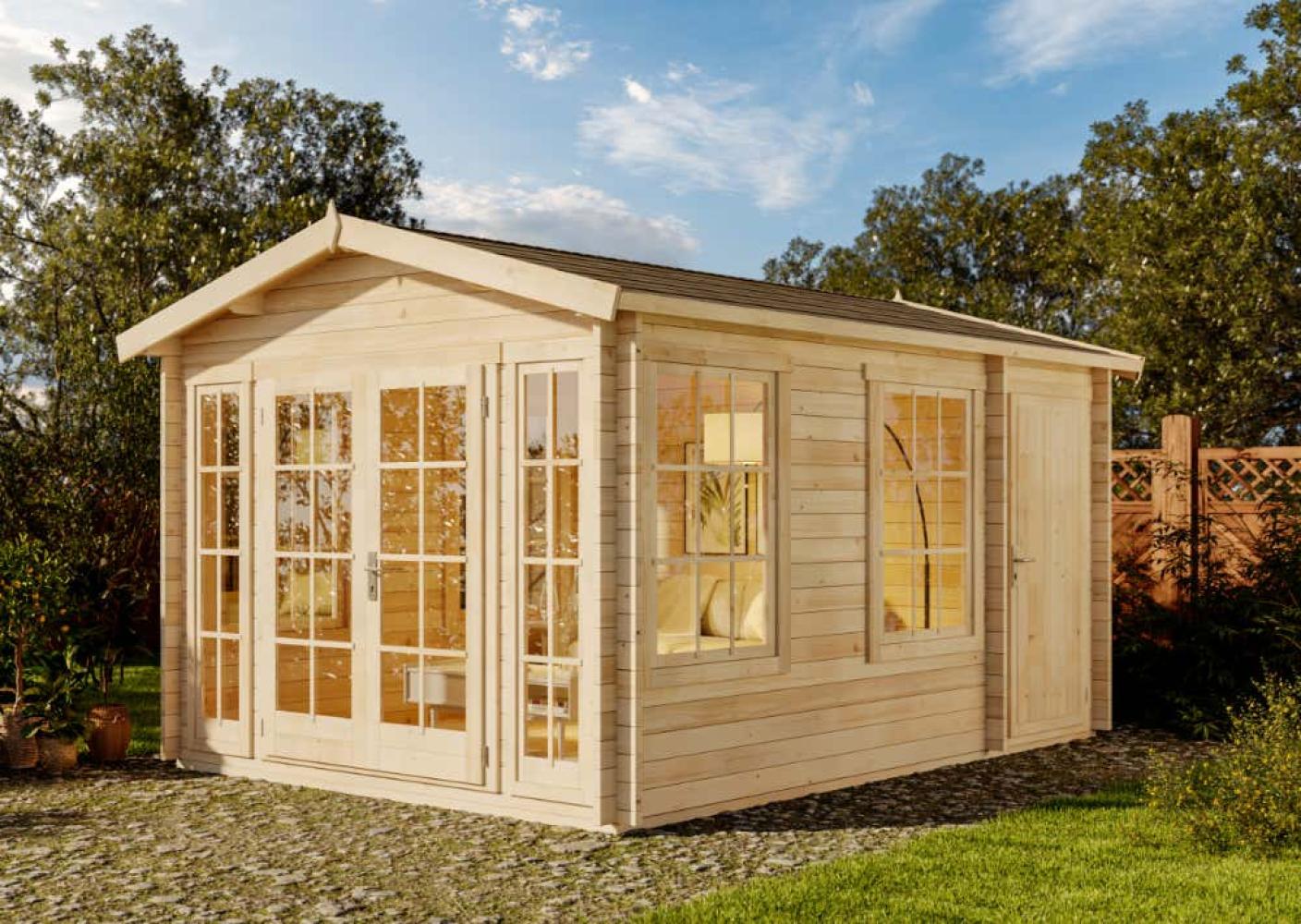 Alpholz Gartenhaus Kim-40 Gartenhaus aus Holz in Braun Holzhaus mit 40 mm Wandstärke Blockbohlenhaus mit Montagematerial Bild 1