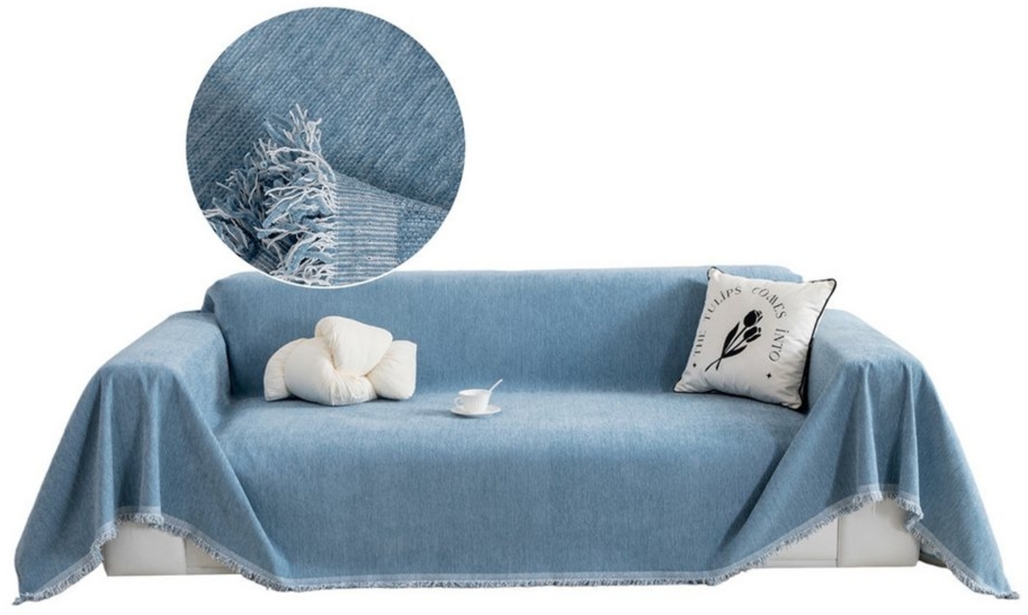 Jibenhome Sofabezug Chenille Couch Überwurfdecke für Sofa mit Quasten, 3 Größe, als Bettüberwurf, Sofaüberwurf, Couchdecke, Wohnzimmerdecke Bild 1