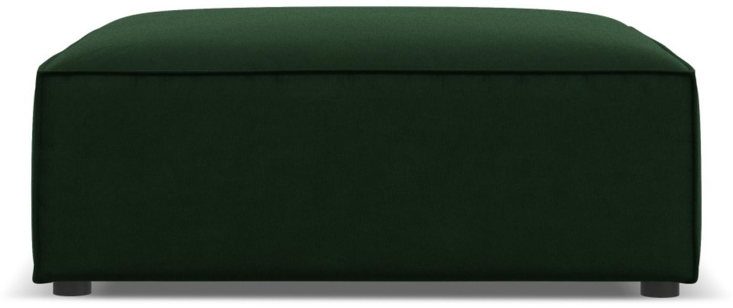 Micadoni Samtstoff Pouf Hocker Jodie | Bezug Bottle Green | Beinfarbe Black Plastic Bild 1