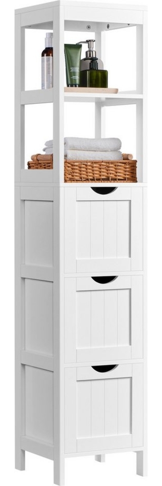 Yaheetech Hochschrank Badezimmerschrank mit 3 Schubladen & 2 Ablagefächer Aufbewahrungsschrank Badmöbel, 30 × 30 × 142 cm Bild 1