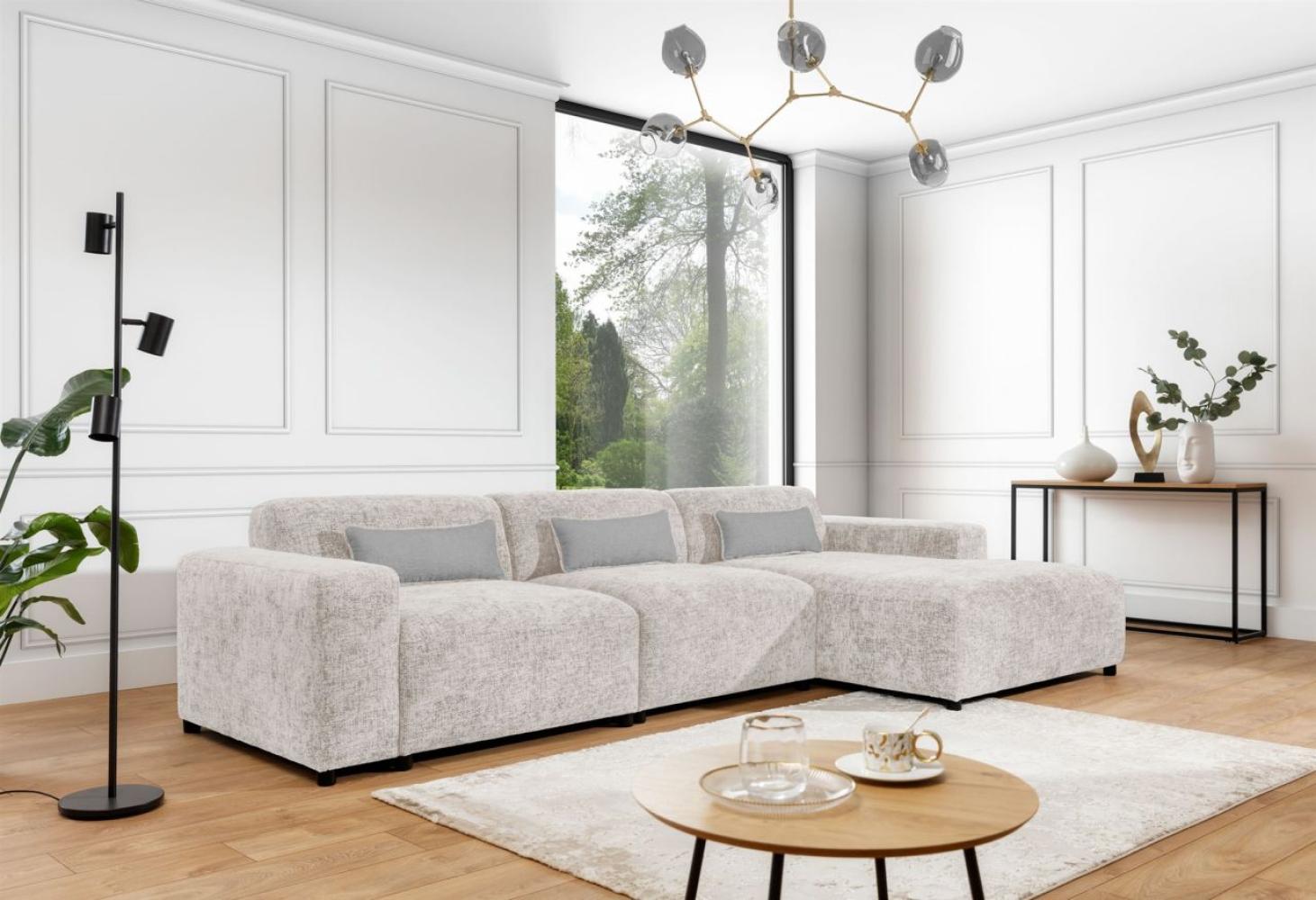 Ecksofa Designersofa ROMY MAX in Stoff Enjoy Me Creme Ottomane Rechts Bild 1