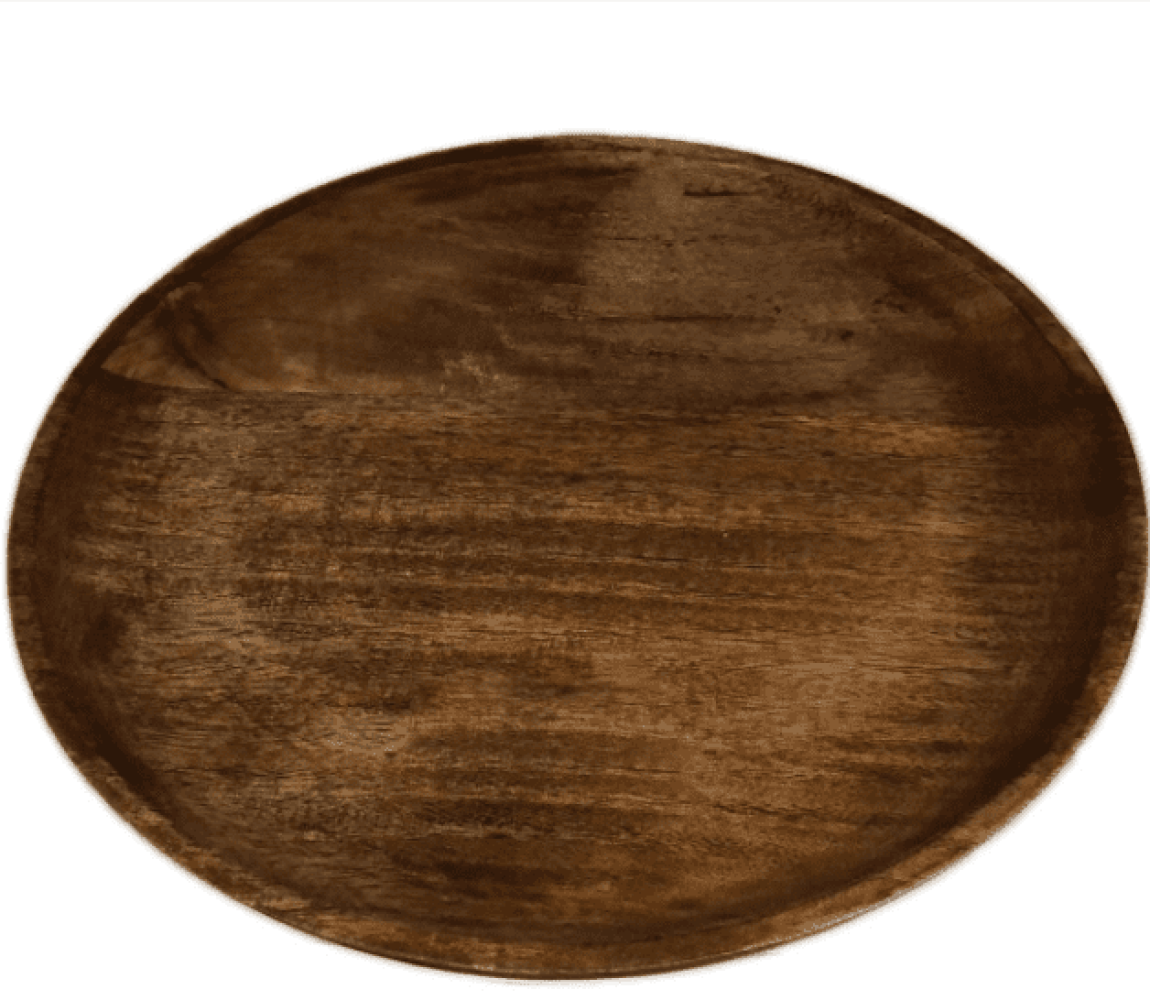 Deko Tablett Mangoholz naturbelassen rund DH: 35x2,5cm Bild 1