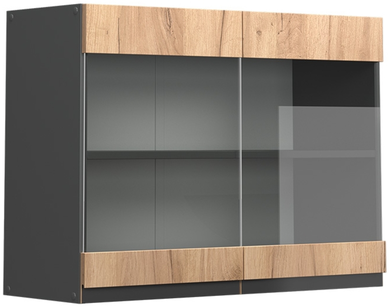 Vicco Küchenglasschrank Goldkraft Eiche 80 cm J-Shape, R-Line Bild 1