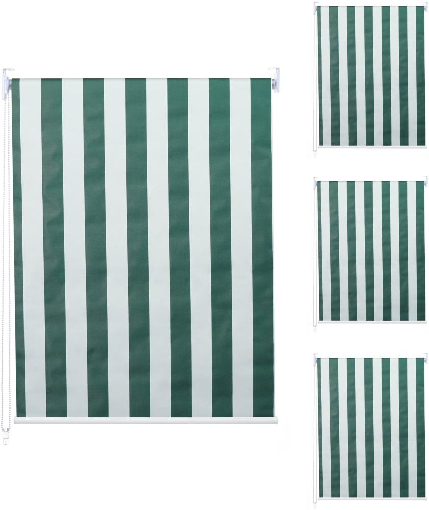 4er-Set Rollo HWC-D52, Fensterrollo Seitenzugrollo Jalousie, 120x230cm Sonnenschutz blickdicht ~ grün/weiß Bild 1