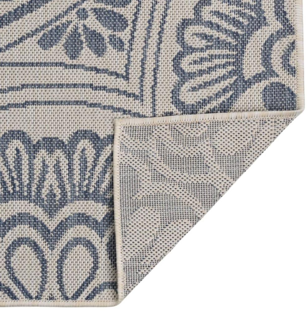 vidaXL Outdoor-Teppich Flachgewebe 80x250 cm Blaues Muster 340828 Bild 1