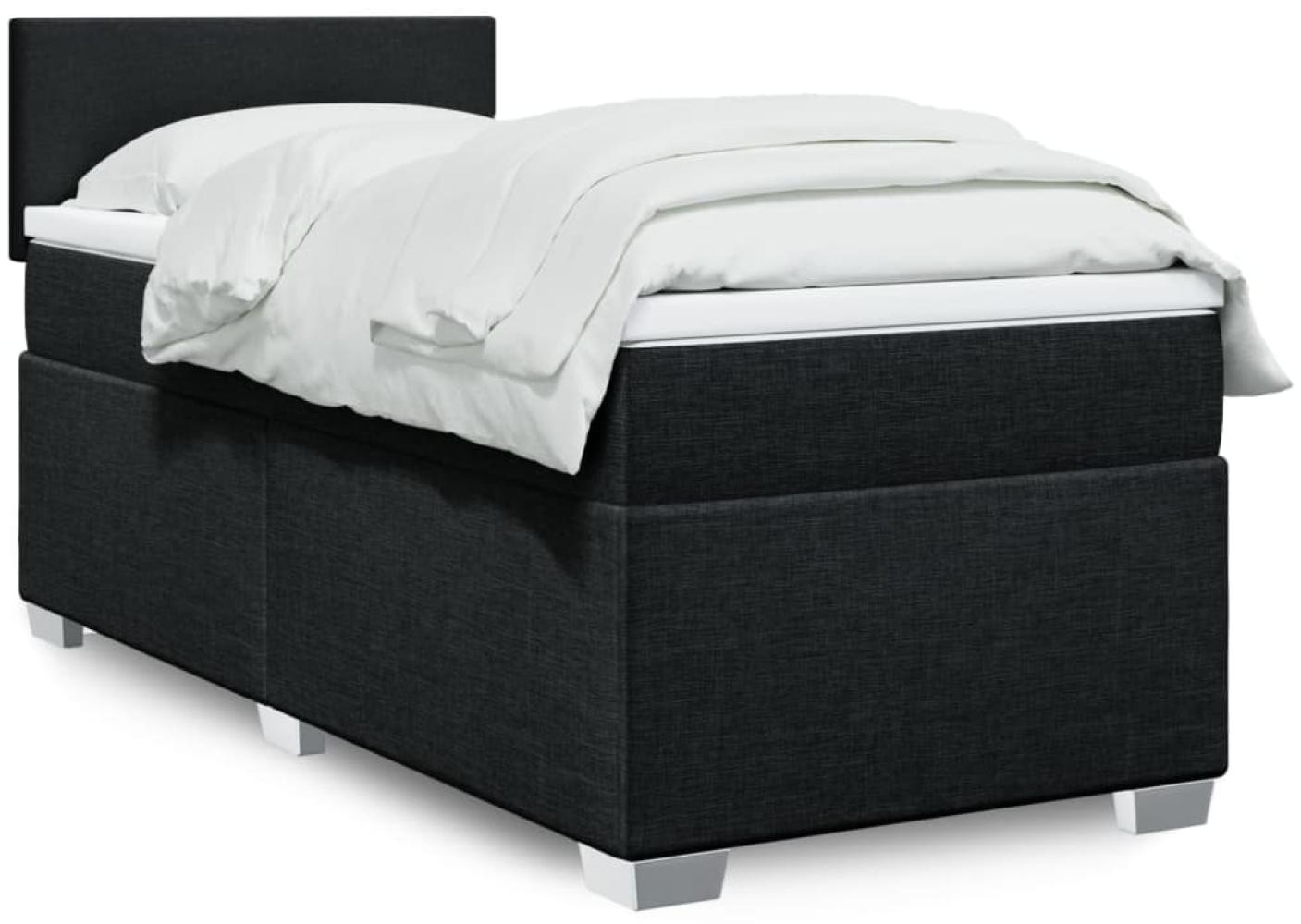 vidaXL Boxspringbett mit Matratze Schwarz 90x190 cm Stoff 3288038 Bild 1