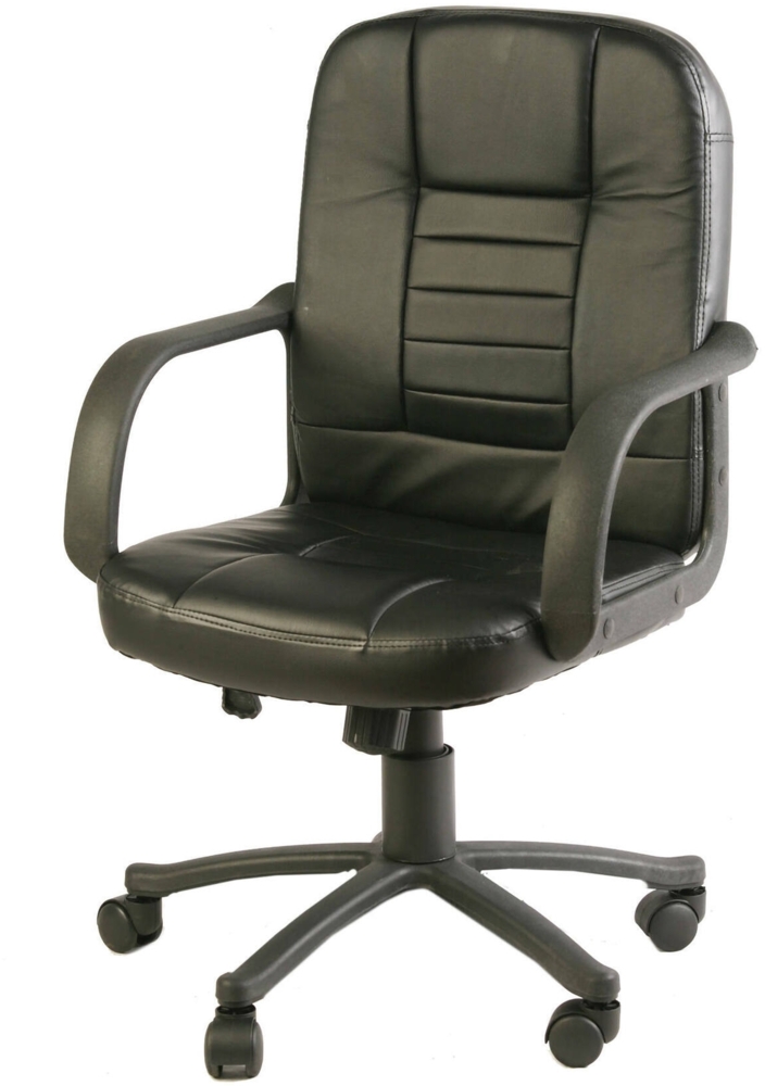 Dmora Stuhl mit Rädern Ogni, Chefsessel mit Armlehnen, Ergonomischer Bürostuhl, Schwarz, 56x59h88/99 cm Bild 1