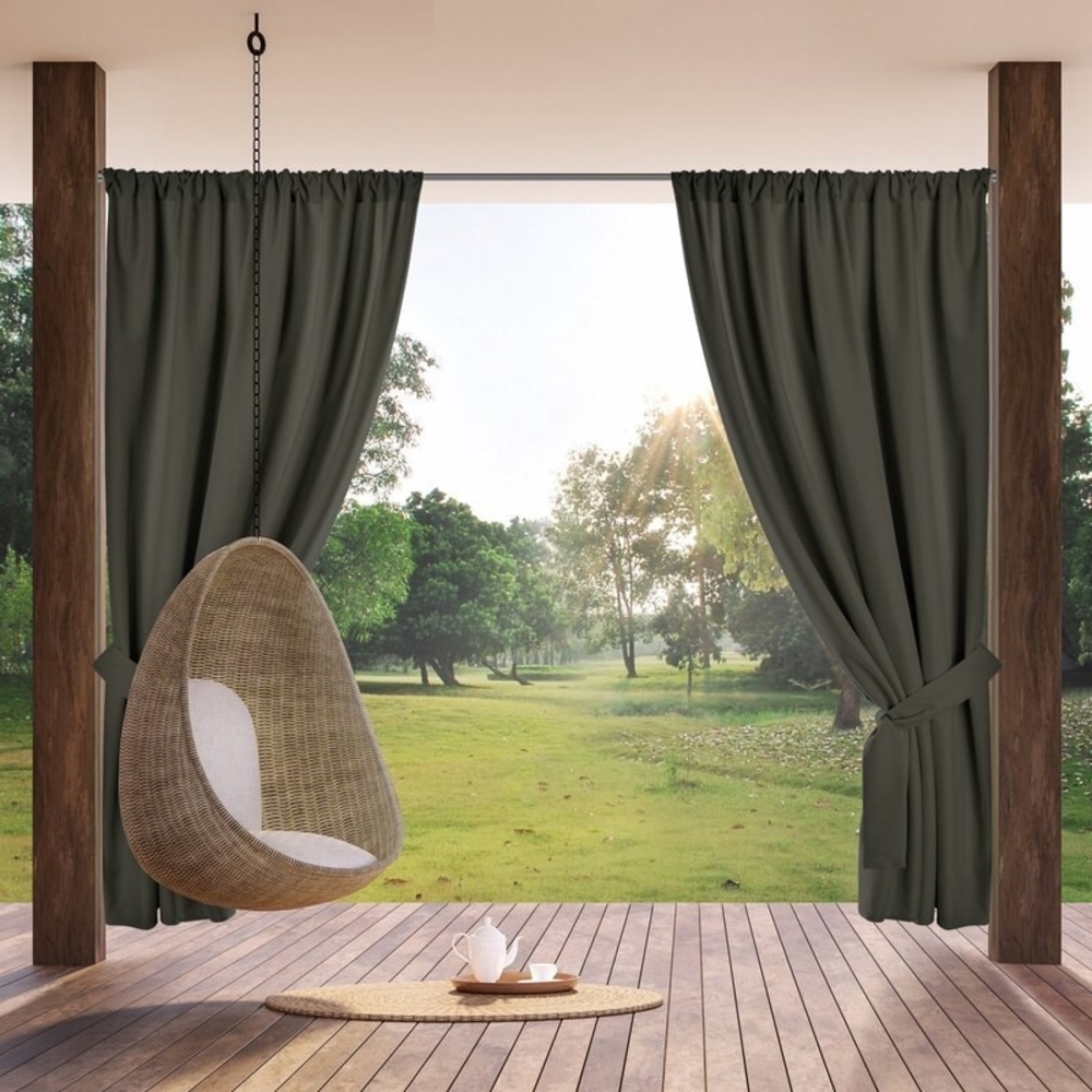Terassenvorhang Outdoor Vorhang zum Garten Wasserfest graphit 155X200 Tunnelzug Bild 1