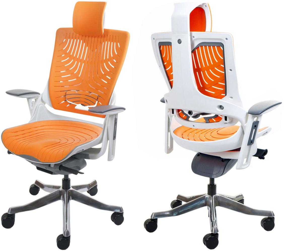 Bürostuhl MERRYFAIR Wau 2b, Schreibtischstuhl Drehstuhl, Hartschale, ergonomisch ~ orange Bild 1