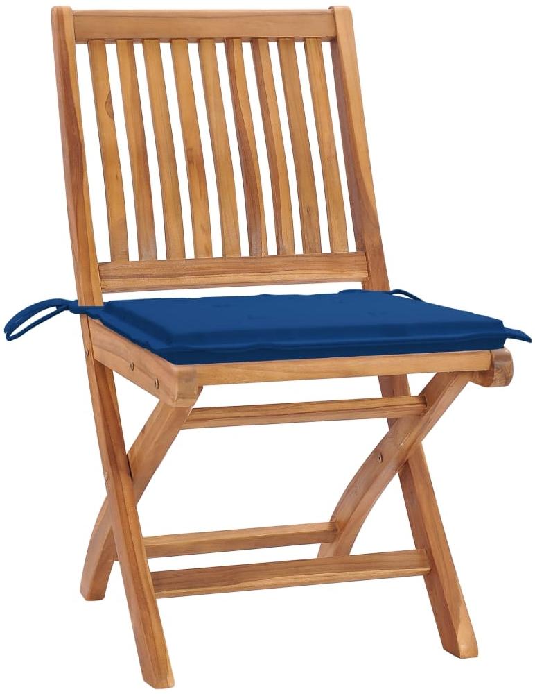 vidaXL Klappbare Gartenstühle mit Kissen 4 Stk. Massivholz Teak 3072817 Bild 1