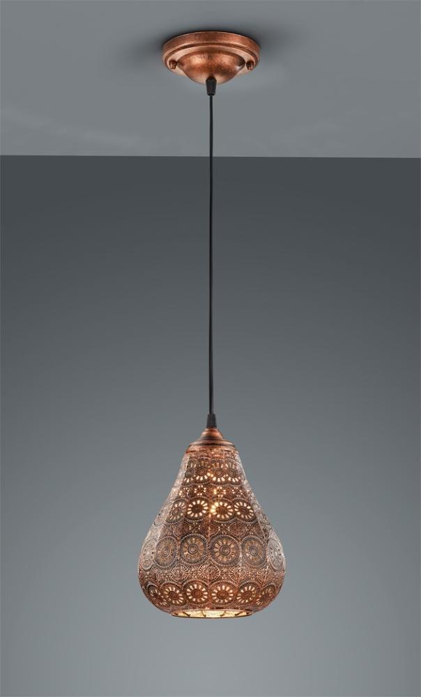 Orientalische Pendelleuchte JASMIN im Marrakesch Design, Kupfer antik Bild 1