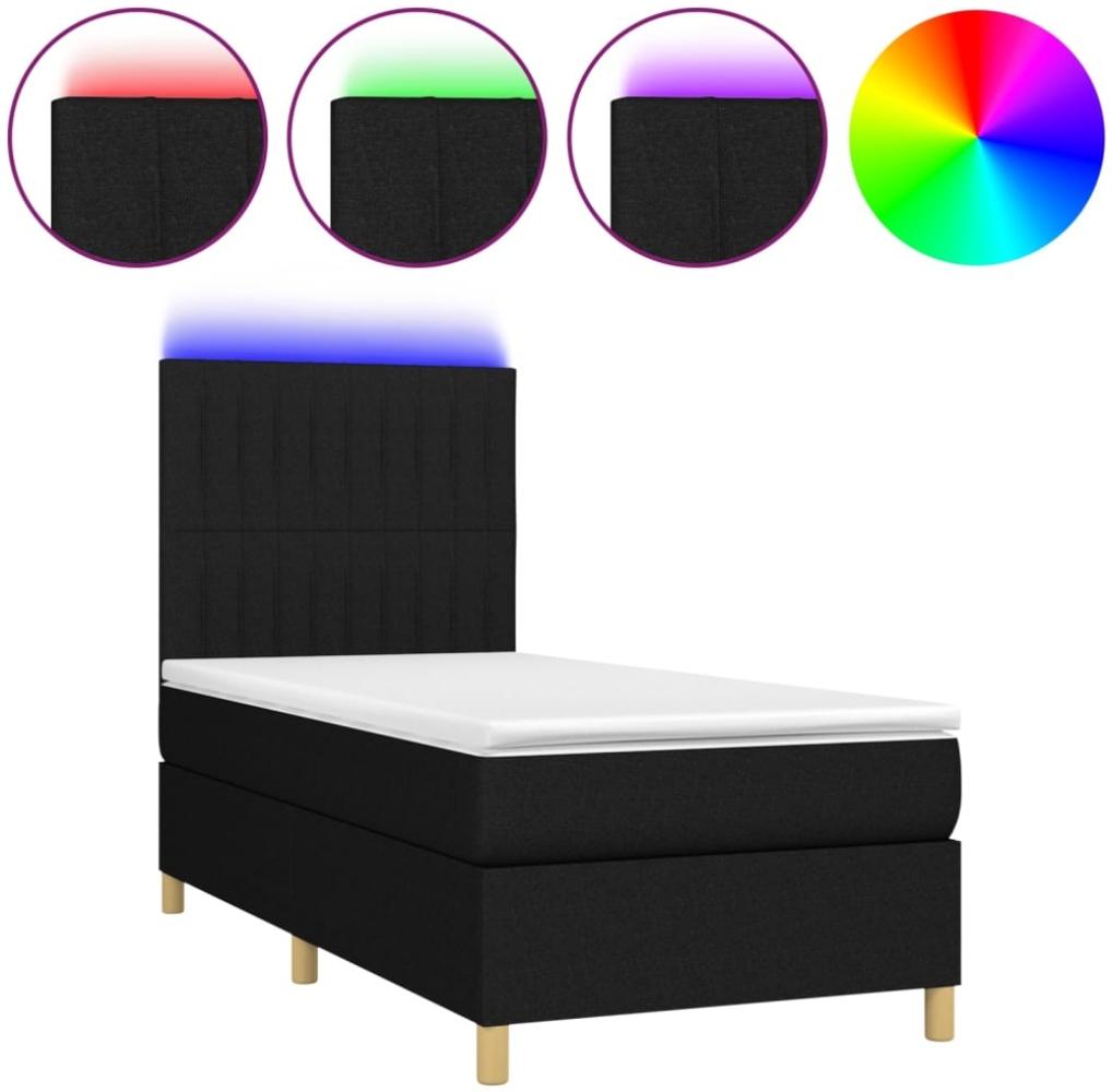 vidaXL Boxspringbett mit Matratze & LED Schwarz 100x200 cm Stoff 3135575 Bild 1