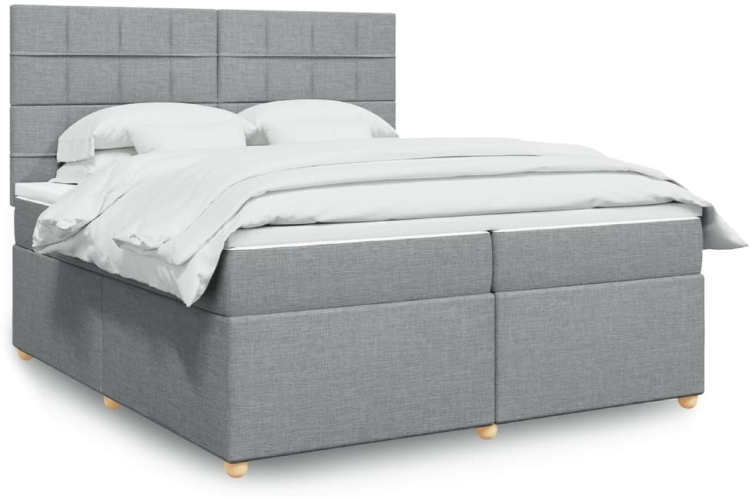 vidaXL Boxspringbett mit Matratze Hellgrau 200x200 cm Stoff 3293687 Bild 1