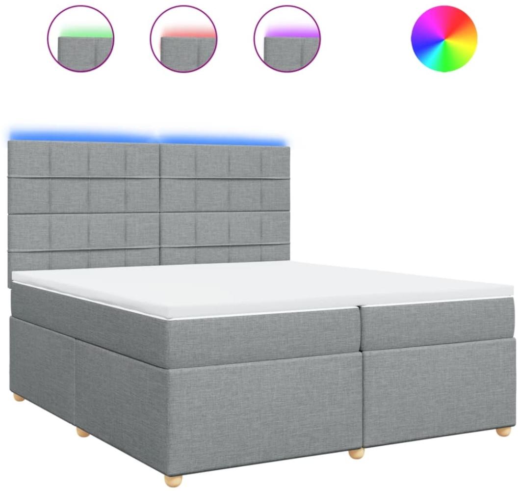 vidaXL Boxspringbett mit Matratze Hellgrau 200x200 cm Stoff 3293687 Bild 1