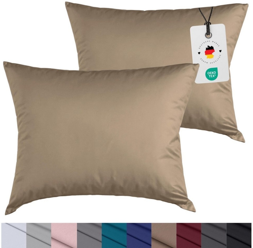 Carpe Sonno Kissenbezug Mikrofaser Kissenbezug im 2er Set aus 100% Polyester - Uni, (2 Stück), Kopfkissenbezug 40 x 40 cm, Uni Braun einfarbig Bild 1