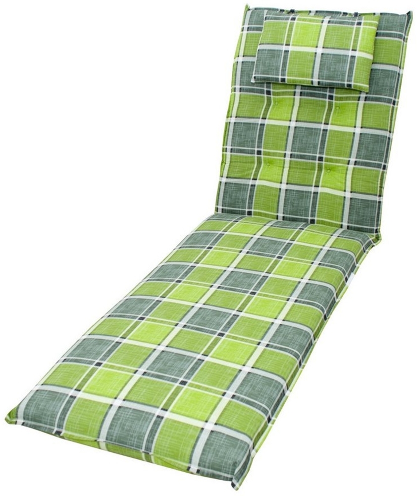 doppler® Liegenauflage 5911 200 x 60 x 8 cm Auflage für Liege Kissen Polster Einlage grün, (1 St, 1 Auflage), für Gartenliegen UV beständig inkl. Bindebänder und Haltebänder Bild 1