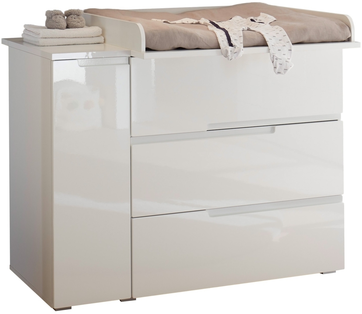 Wickelkommode >Spice< in Weiß / Weiß Hochglanz - 120x102x80 (BxHxT) Bild 1