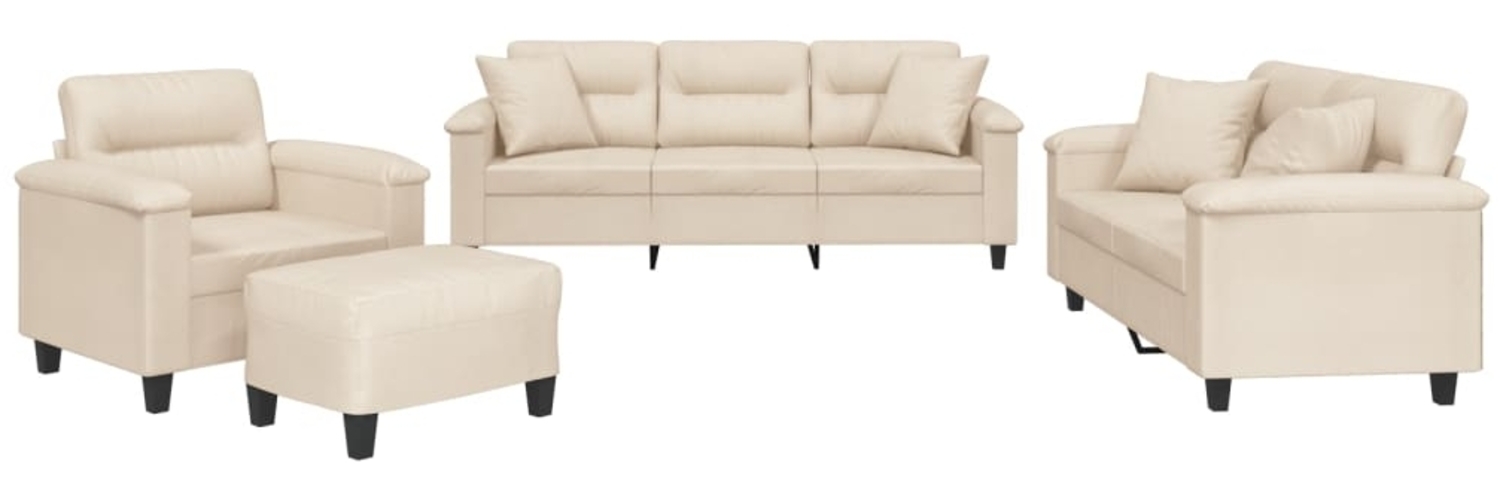 vidaXL 4-tlg. Sofagarnitur mit Kissen Beige Mikrofasergewebe 3202313 Bild 1