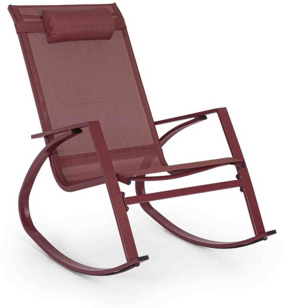 Bizzotto Gartensessel Demid aus Metall, Rot, Gepolsterte Kopfstütze Bild 1